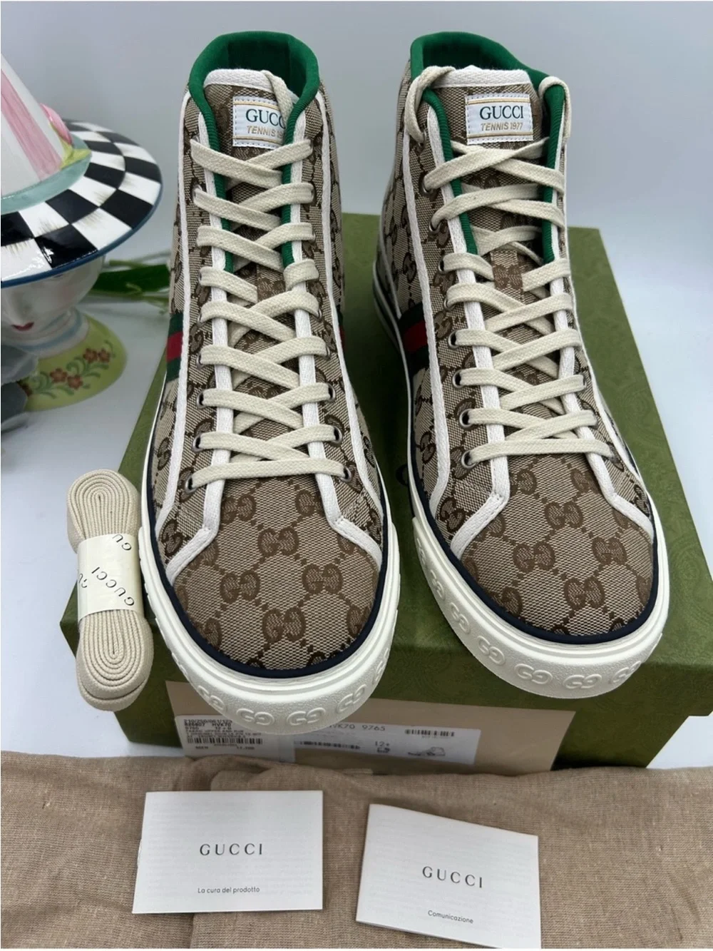 Men’s Gucci tennis 1977GG monogram canvas sneakers size 12.5 fits 13 US